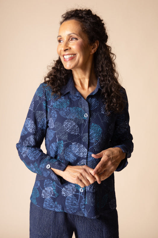 Shirt Jacket in Navy Print