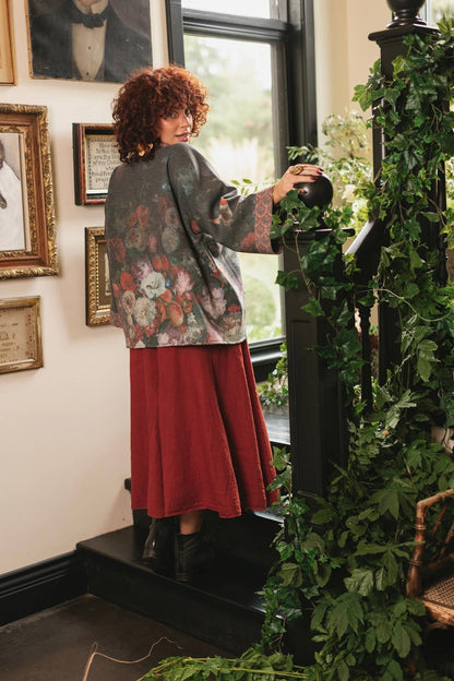 Flight of Fancy Fleece Cottage Cardigan Kimono Jacket - Suttles & Seawinds