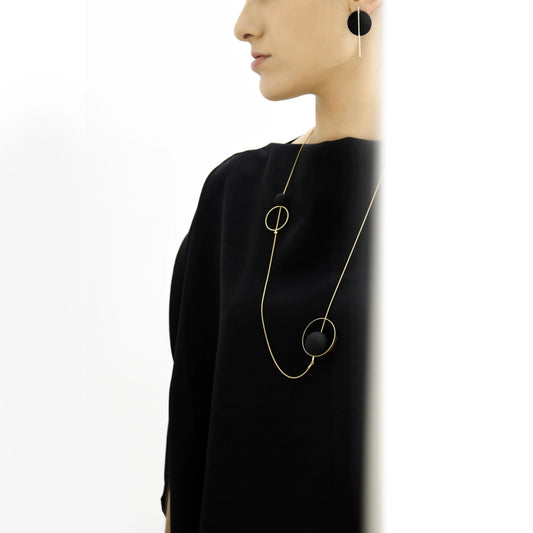 SPINDLES NECKLACE - GOLD BLACK