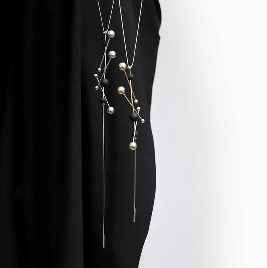 ARIA LARIAT NECKLACE - GOLD BLACK