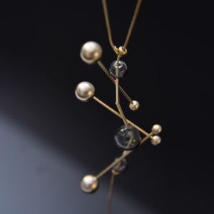 Aria Lariat Necklace - Gold Black