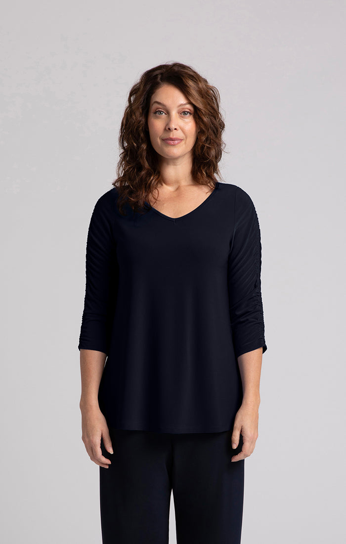 SYMPLI - REVELRY TOP W/RUCHED SLEEVE