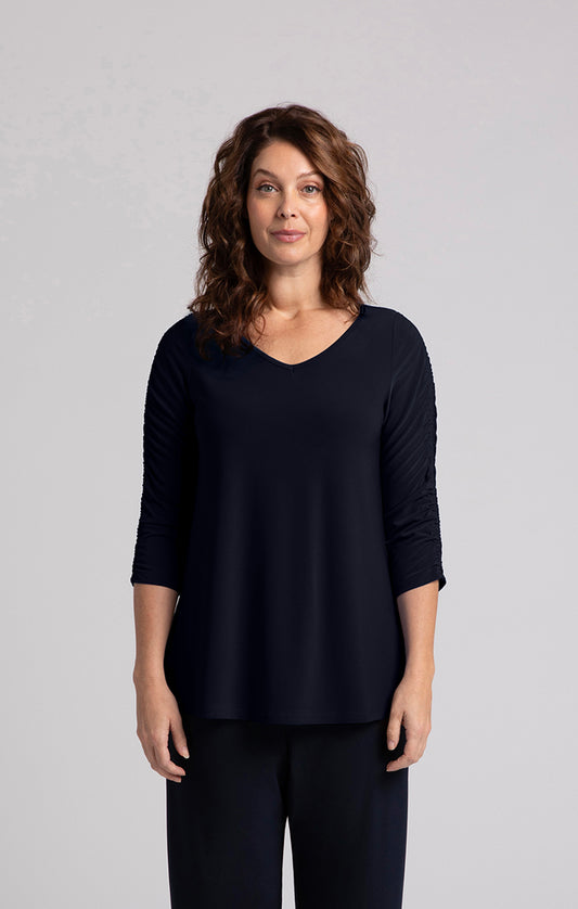 SYMPLI - REVELRY TOP W/RUCHED SLEEVE