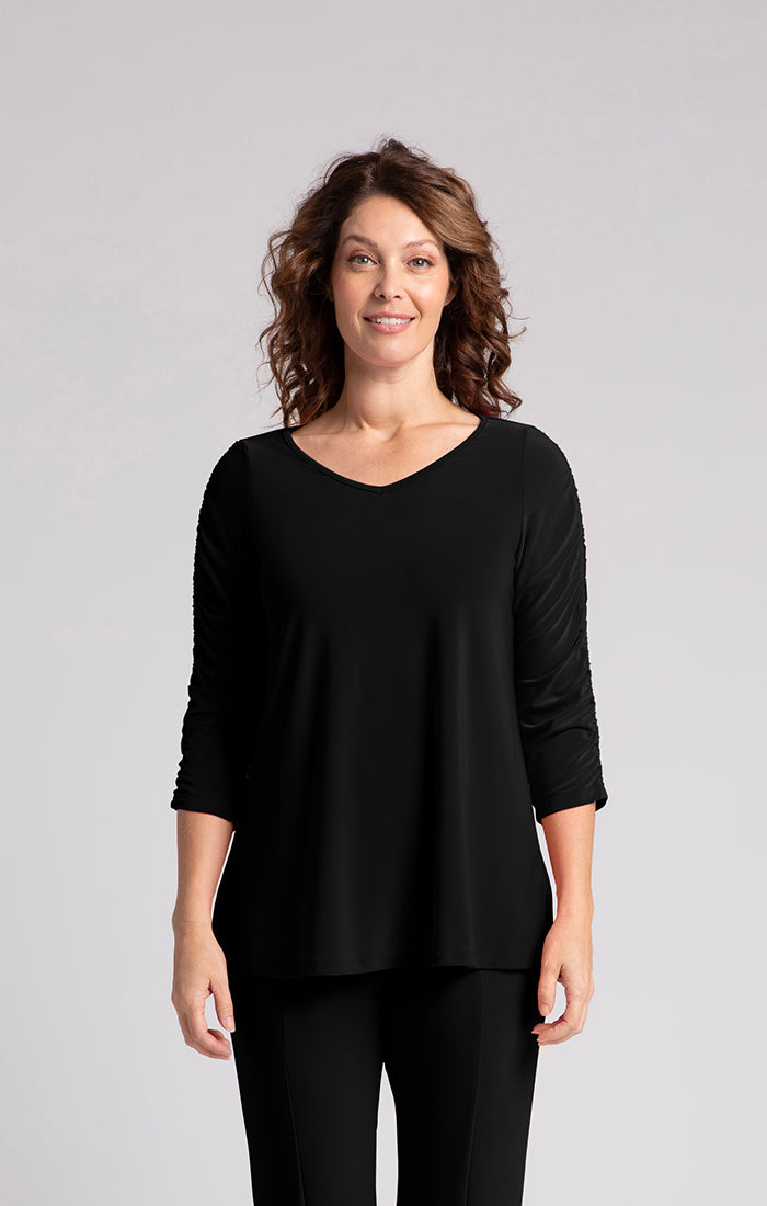 SYMPLI - REVELRY TOP W/RUCHED SLEEVE