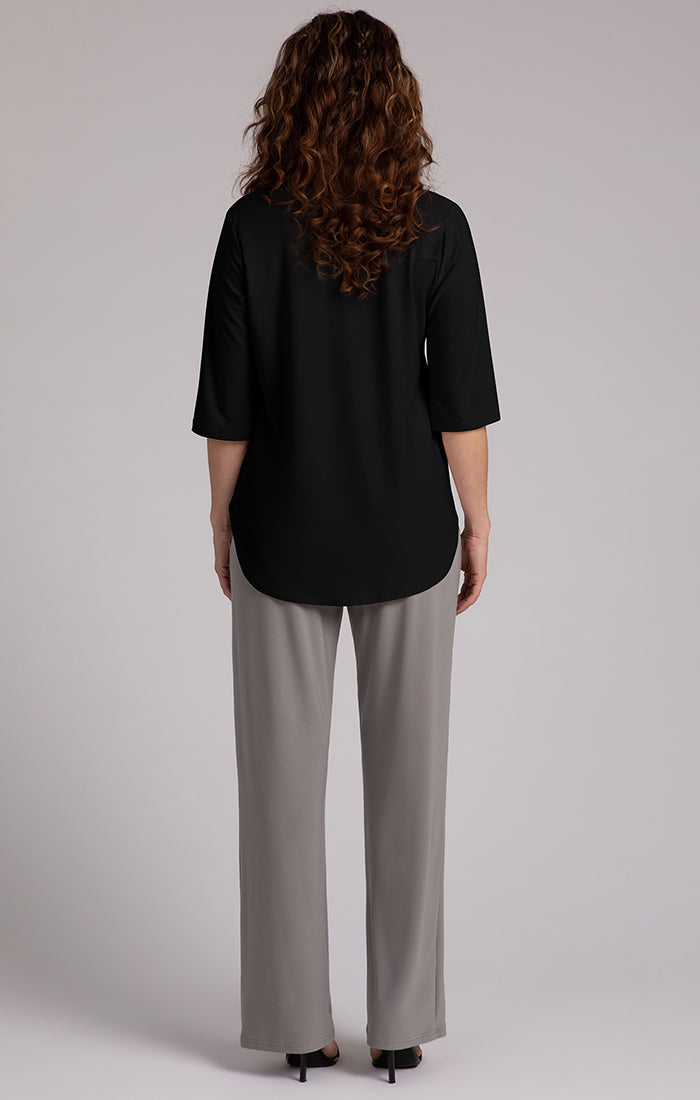 SYMPLI - 3 BUTTON EASY HENLEY TOP