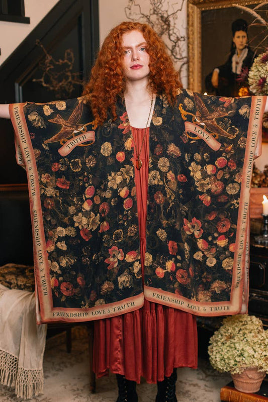 Heart of Gold Goddess Starduster Kimono w/ Sacred Heart - Suttles & Seawinds