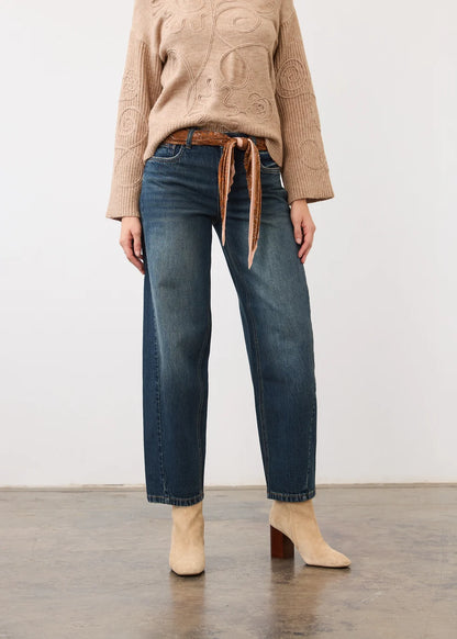 Girlfriend dark Wash Barrel Ankle