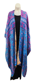 Load image into Gallery viewer, TATTERS- WRAP COAT WITH SCARF BLUE/PURPLE
