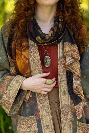 Market of Stars (Worldwide) - The Messenger Scarf with Joan of Arc, Florals & Fox