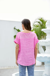 OFV - BREEZY LINEN V NECK TEE TOP