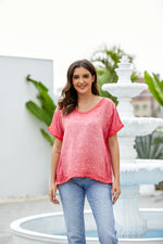 Load image into Gallery viewer, OFV - BREEZY LINEN V NECK TEE TOP
