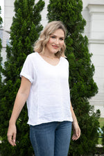 Load image into Gallery viewer, OFV - BREEZY LINEN V NECK TEE TOP
