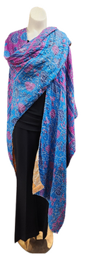 Load image into Gallery viewer, TATTERS- WRAP COAT WITH SCARF BLUE/PURPLE
