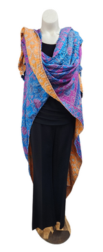 Load image into Gallery viewer, TATTERS- WRAP COAT WITH SCARF BLUE/PURPLE
