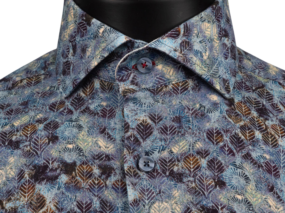 Long Sleeve Shirt Blue/Brown Print