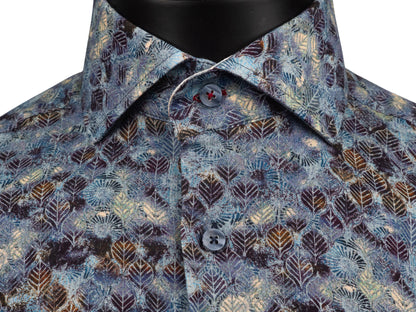 Long Sleeve Shirt Blue/Brown Print