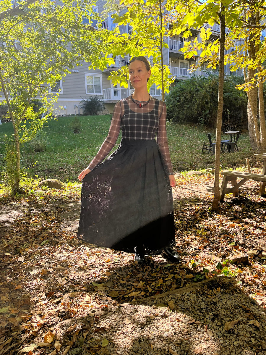 Plaid Mesh and Burnout Skirt