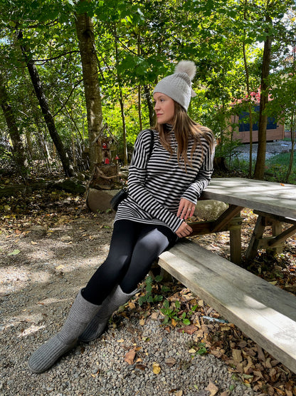 Stripe Jersey Mockneck