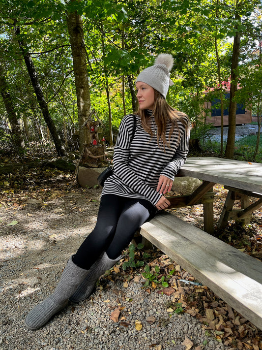 Stripe Jersey Mockneck