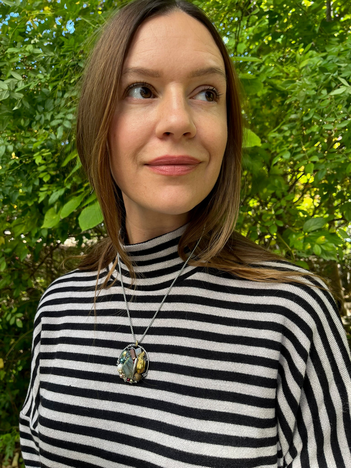 Stripe Jersey Mockneck