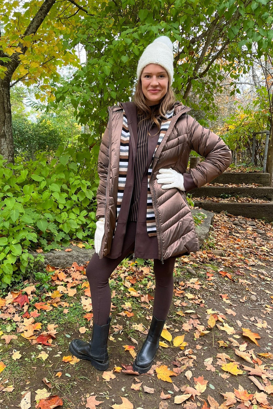 Bronze Puffer and Stripes