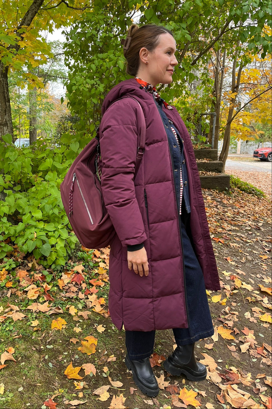 Plum Puffer and Denim