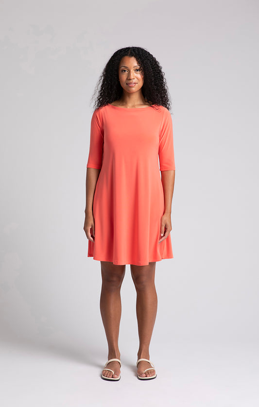 SYMPLI - NU TRAPEZE DRESS, ELBOW SLEEVE