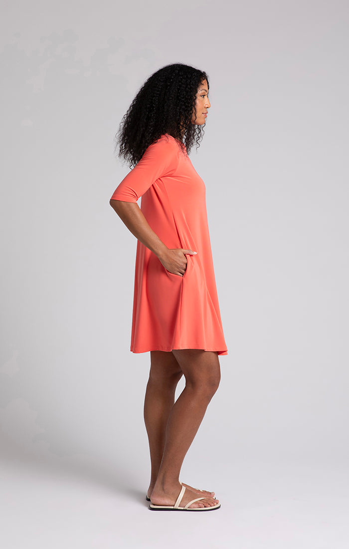 SYMPLI - NU TRAPEZE DRESS, ELBOW SLEEVE