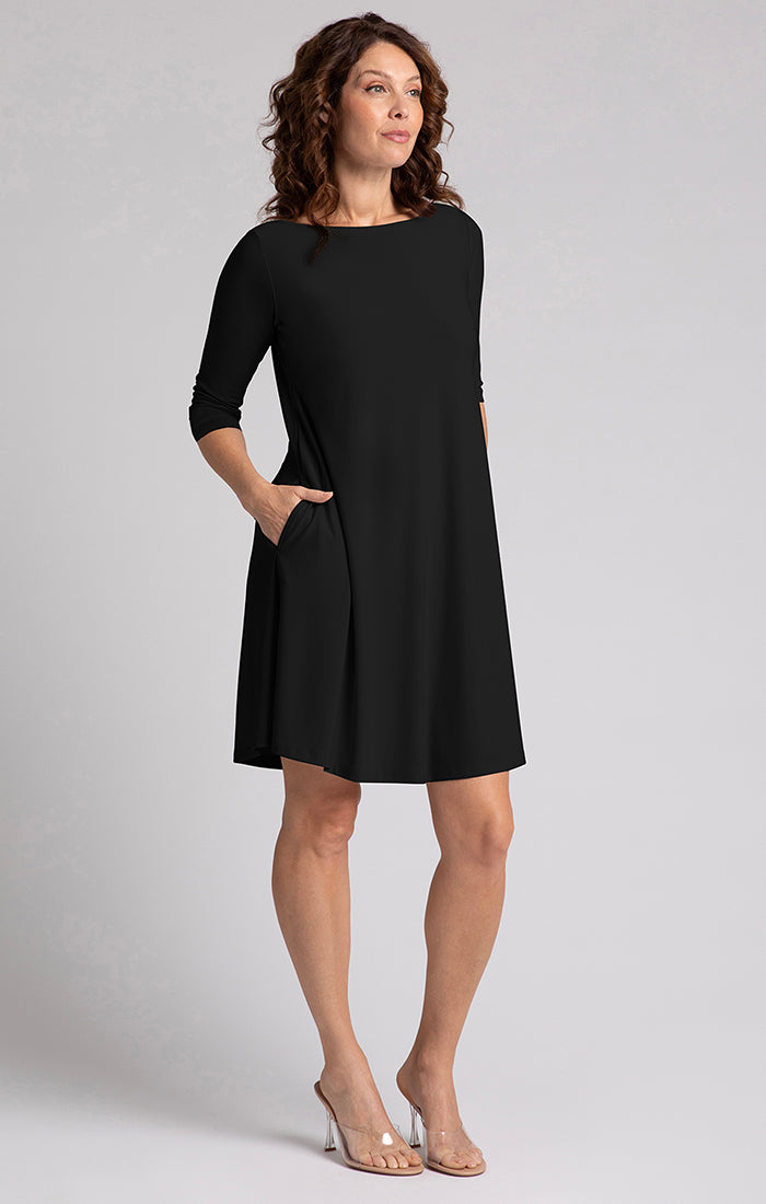 SYMPLI - NU TRAPEZE DRESS, 3/4 SLEEVE