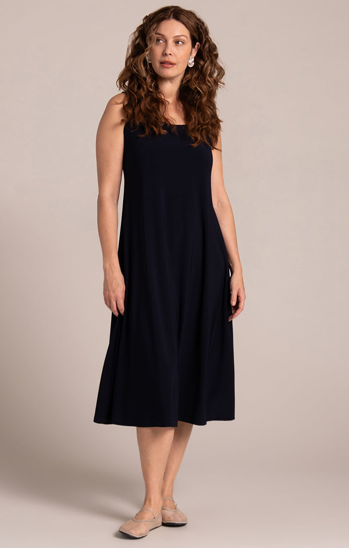 SYMPLI - SQ NECK FIT AND FLARE DRESS