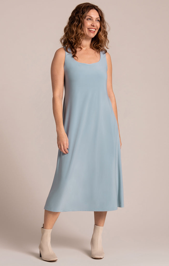 SYMPLI - SQ NECK FIT AND FLARE DRESS