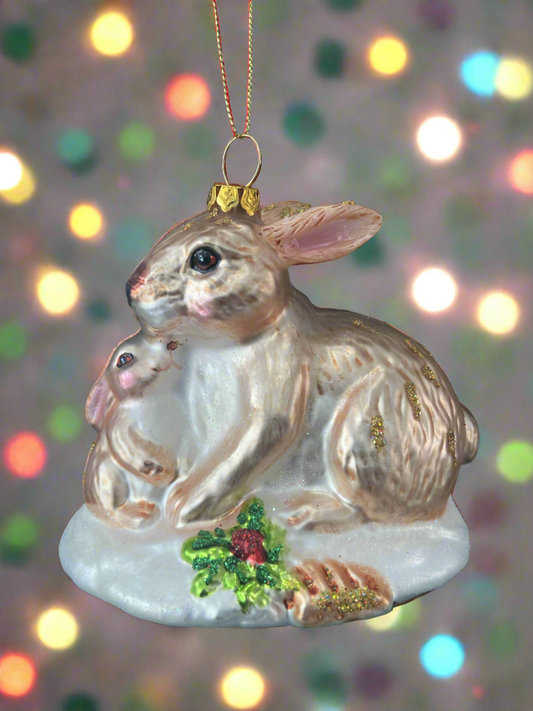 Marissa's Gifts - Glass bunny rabbit Christmas bauble