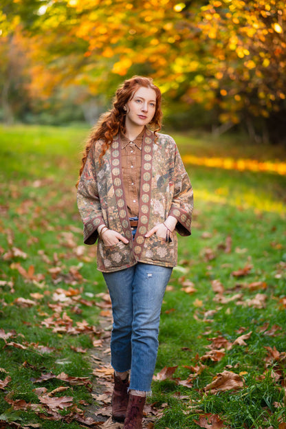 Dream Weaver Fleece Cottage Cardigan Kimono Jacket w/ Zodiac - Suttles & Seawinds