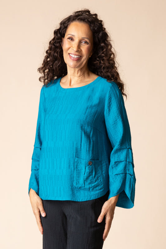 Pleat Pullover 3/4 Slv