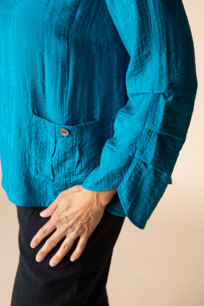 HABITAT Pleat Pullover 3/4 Slv in Teal