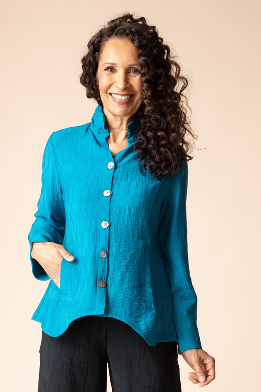 HABITAT Ruched Collar Shirt in Teal