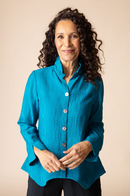 HABITAT Ruched Collar Shirt in Teal