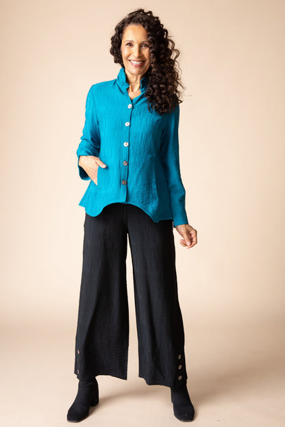 HABITAT Ruched Collar Shirt in Teal