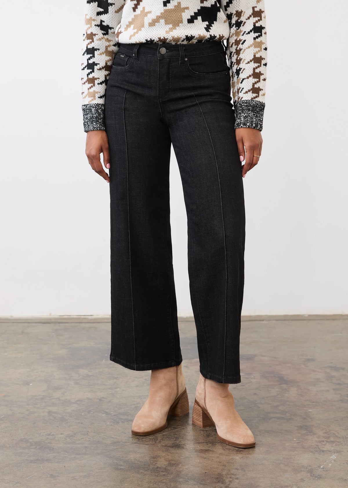 Olivia  Black pintuck Wide Ankle
