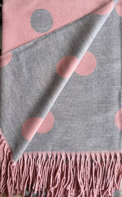 Pink/grey Polka Dot Scarf