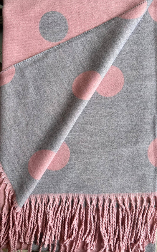 Pink/grey Polka Dot Scarf