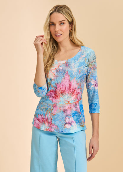 3/4 Sleeve Scoop Neck Top - Suttles & Seawinds