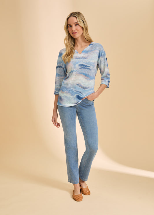 DROP SHOULDER NOTCH NECK TOP