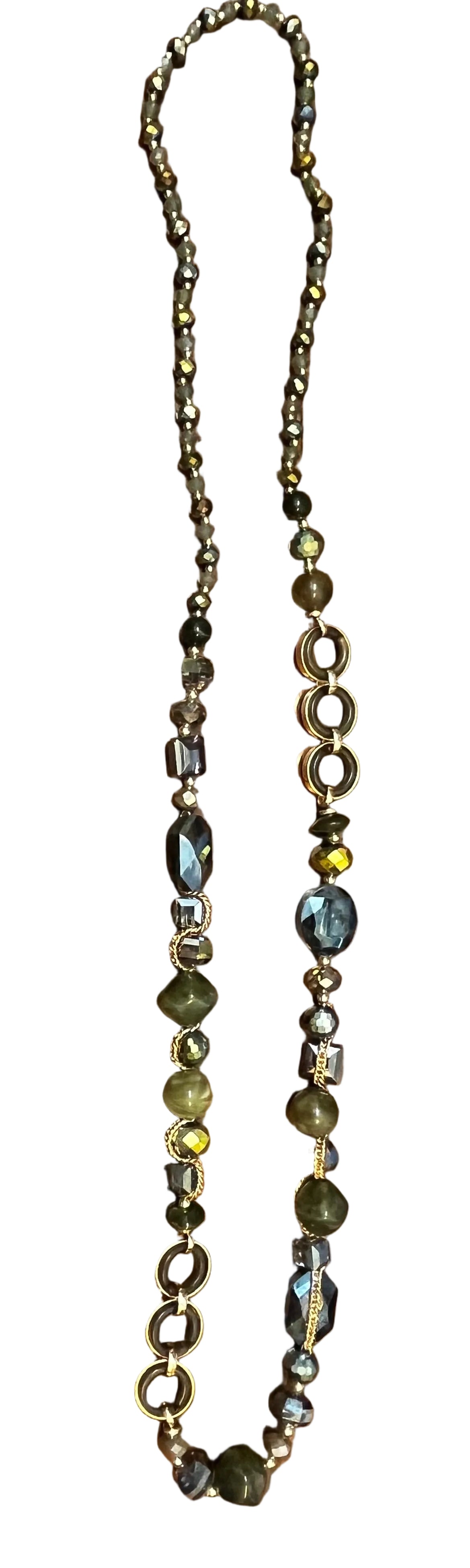 Crystal and Stone pop over Long Necklace