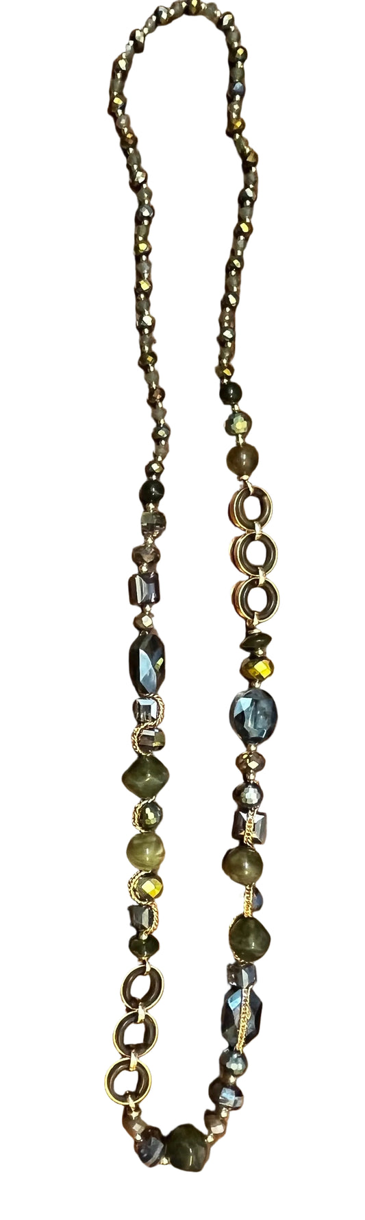 Crystal and Stone pop over Long Necklace