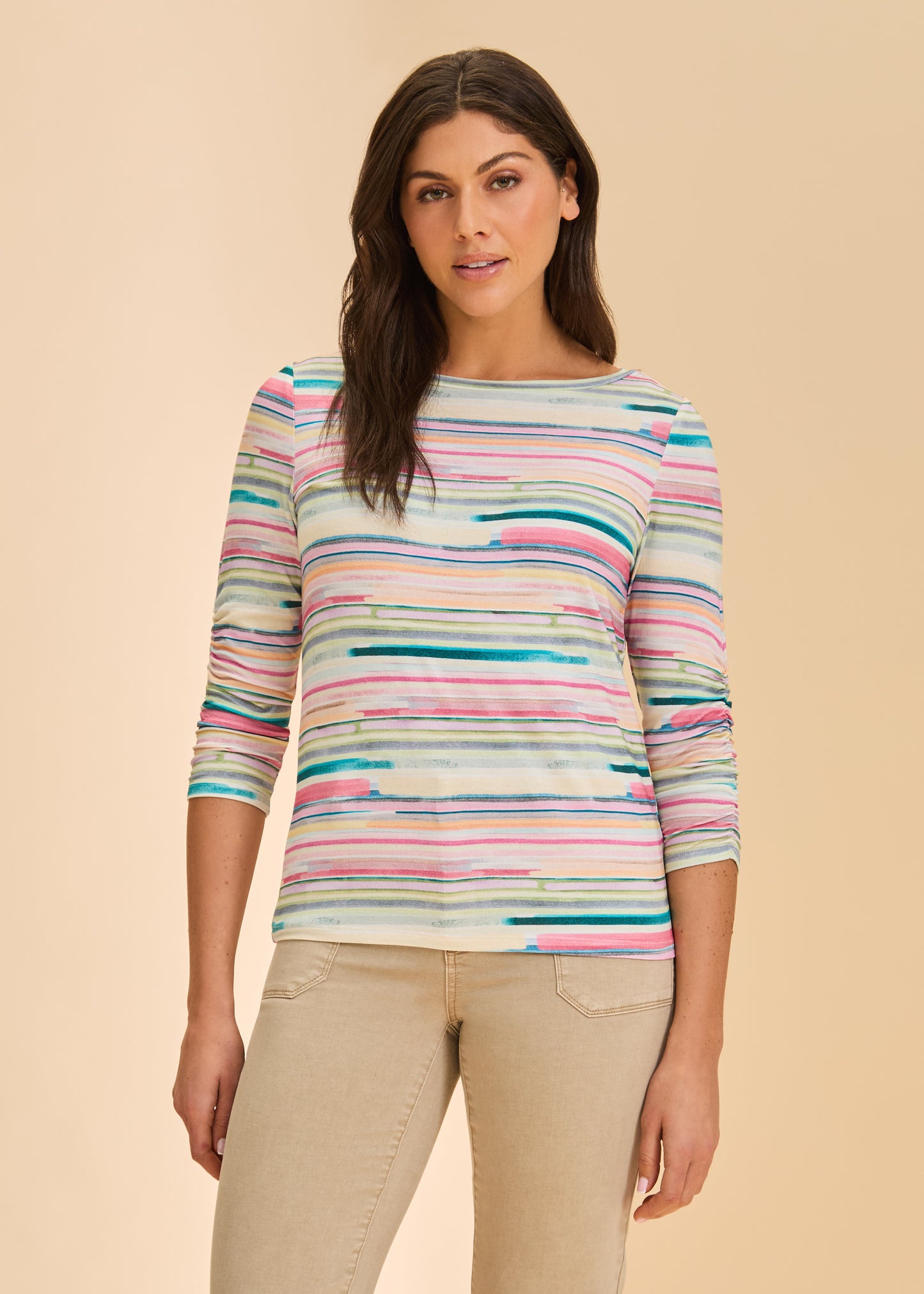 3/4 SLEEVE BOATNECK TOP