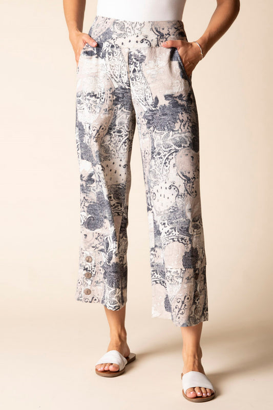 Button Hem Crop Pant
