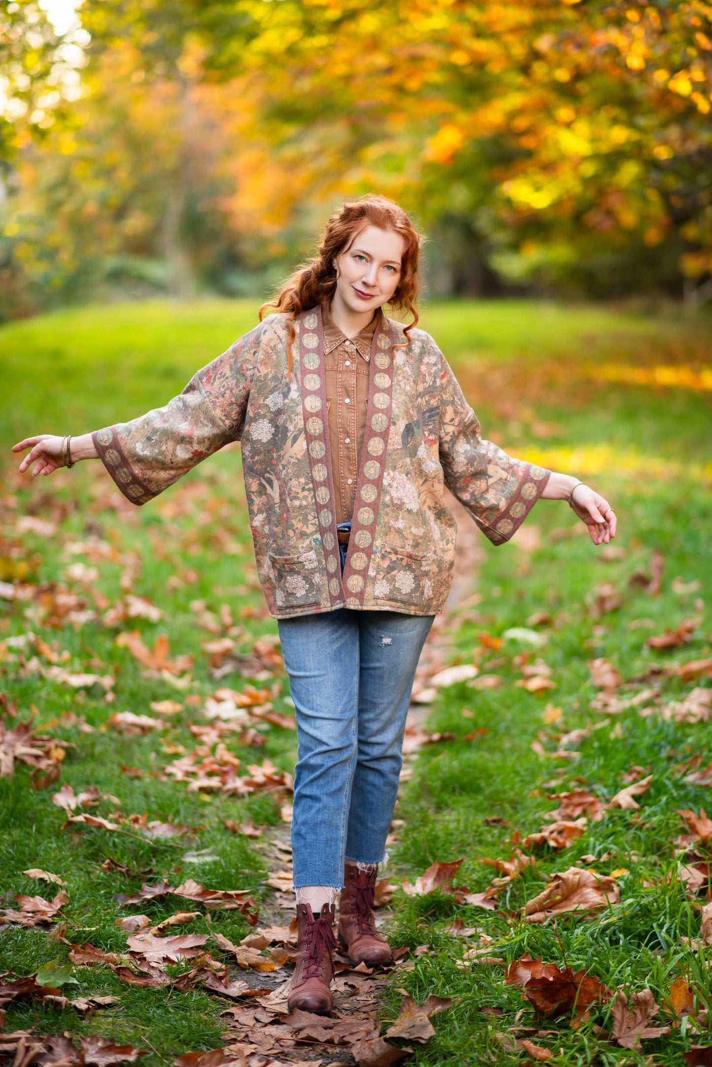 Dream Weaver Fleece Cottage Cardigan Kimono Jacket w/ Zodiac - Suttles & Seawinds