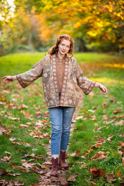 Dream Weaver Fleece Cottage Cardigan Kimono Jacket w/ Zodiac - Suttles & Seawinds