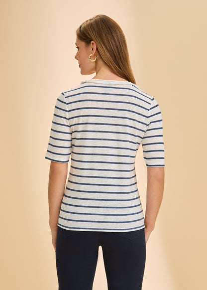 Elbow Sleeve Fringed Neck Top - Suttles & Seawinds